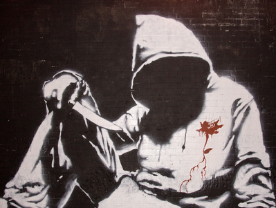 Banksy graffiti at the Cans festival, London