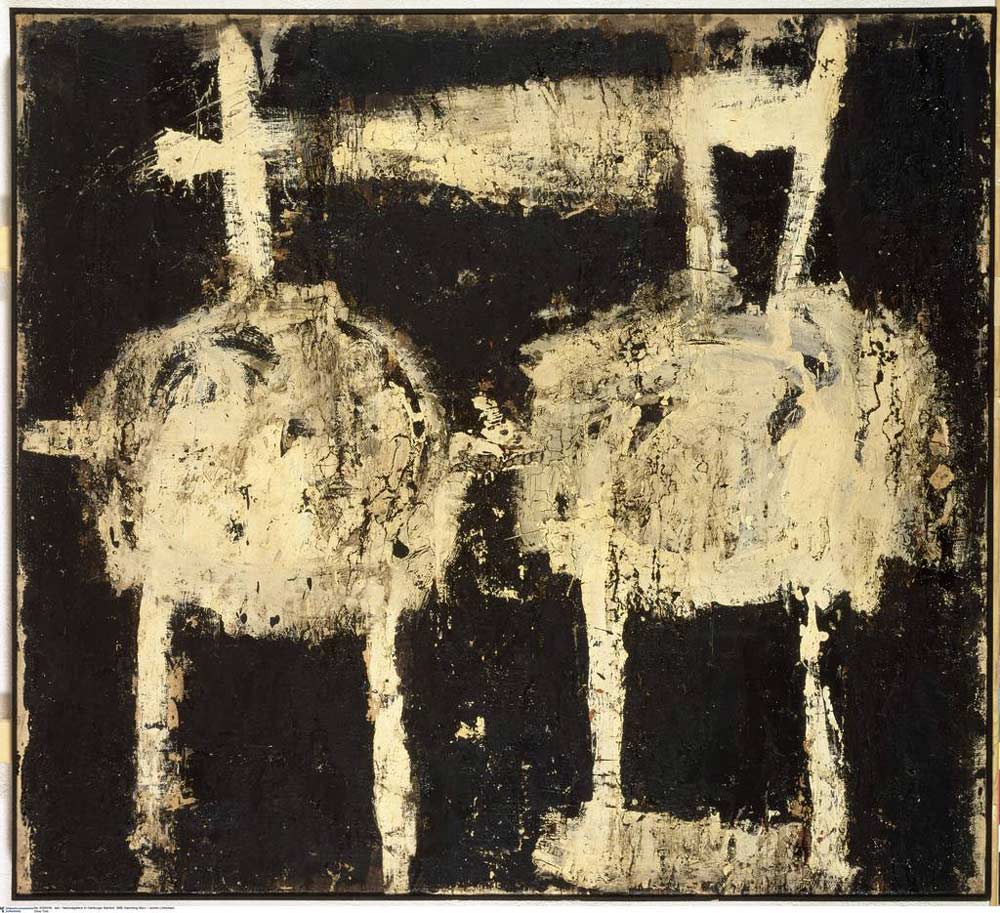 Cy Twombly: Untitled, 1951. Bitumen und Dispersionsfarbe auf Leinwand, 125,7 x 137,8 cm. © Staatliche Museen zu Berlin, Nationalgalerie, Hamburger Bahnhof - Museum für Gegenwart - Berlin, Sammlung Marx / Jochen Littkemann