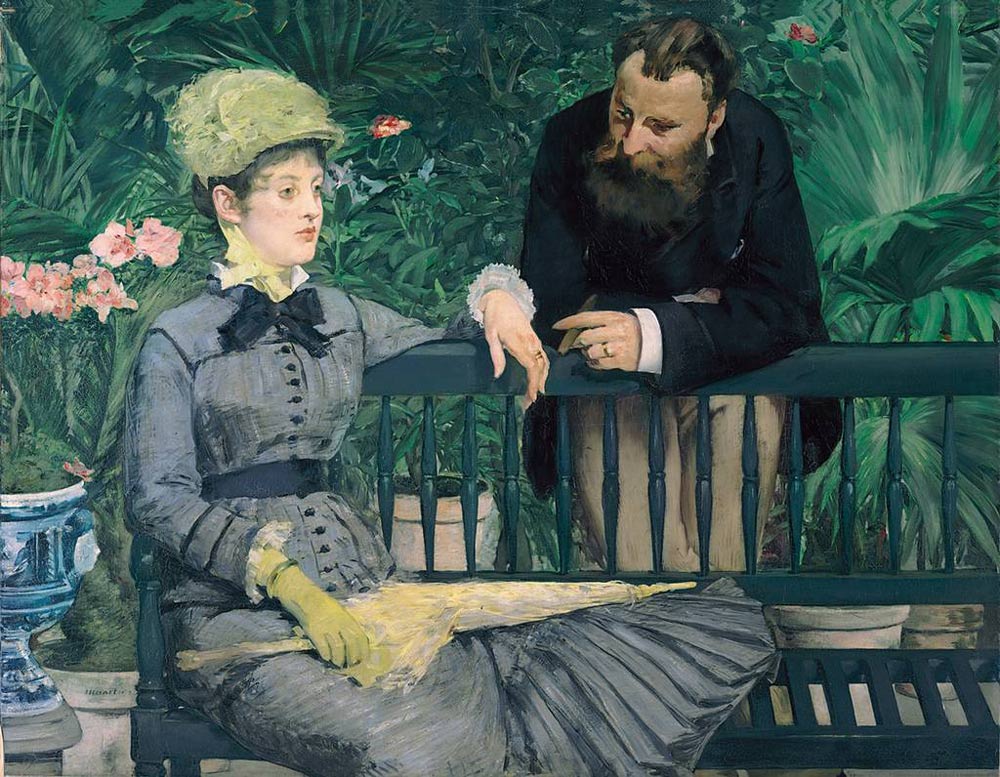 Edouard Manet: Im Wintergarten, 1878/79. Öl auf Leinwand, 115 x 150 cm. © bpk / Staatliche Museen zu Berlin, Nationalgalerie / Jörg P. Anders