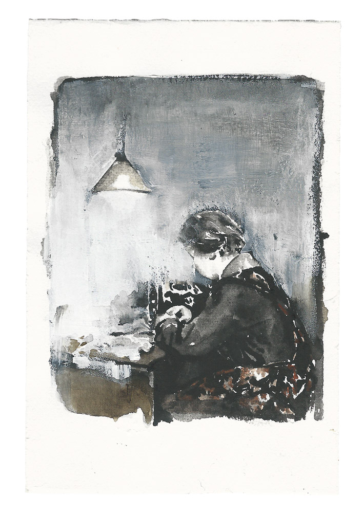 Enrico Freitag, Licht, 155x105mm, Aquarell und Bleistift auf Ordnereinlage, 2015, Galerie Eigenheim