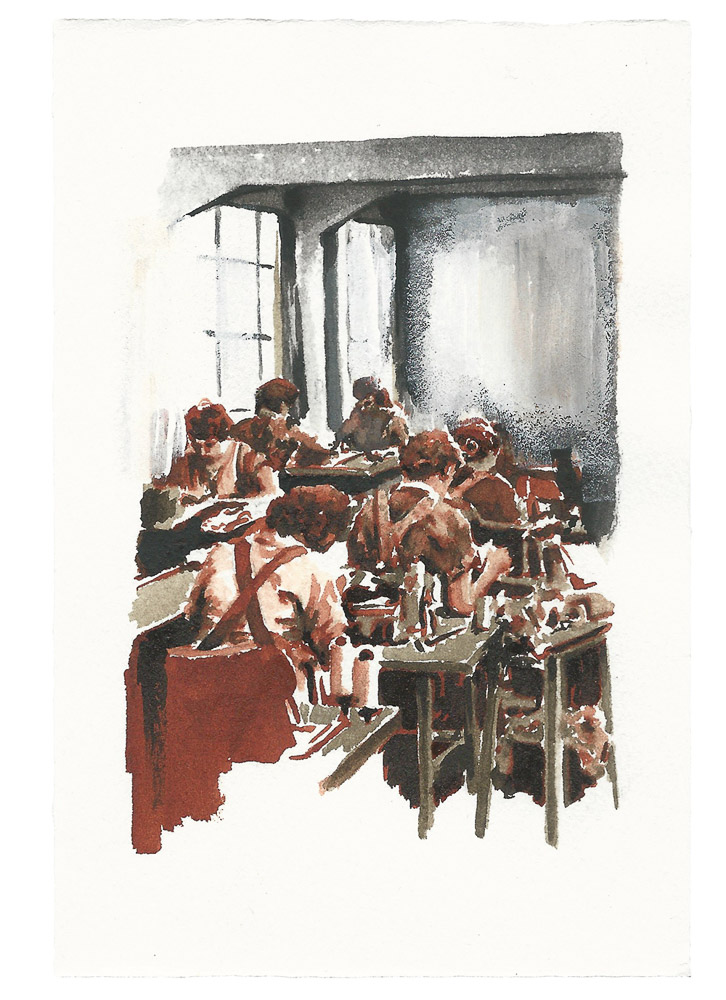 Enrico Freitag, Neue Kleider, 155x105mm, Aquarell und Bleistift auf Ordnereinlage, 2015, Galerie Eigenheim