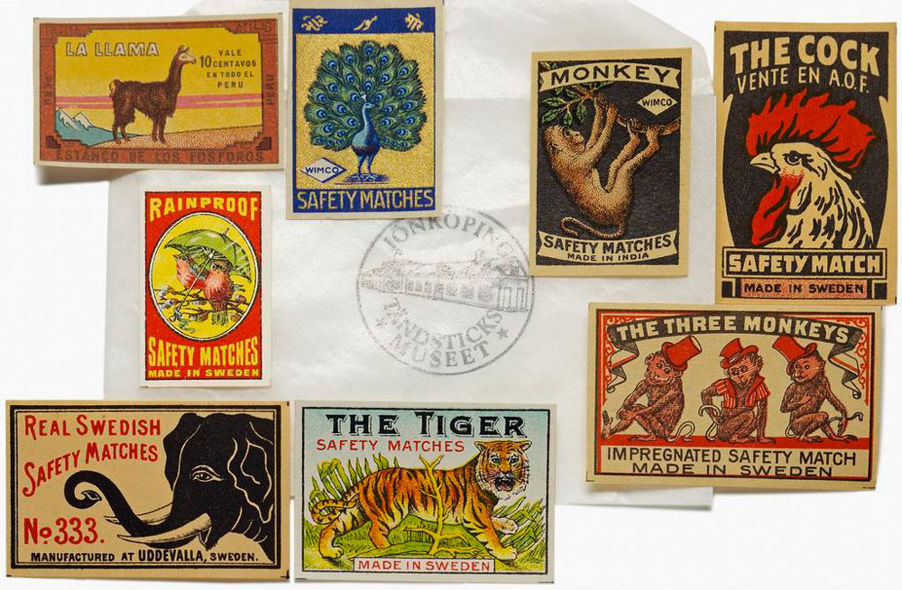 Sammlung internationaler Streichholzetiketten © Tändsticksmuseet Jönköping Foto: Ute Franz-Scarciglia