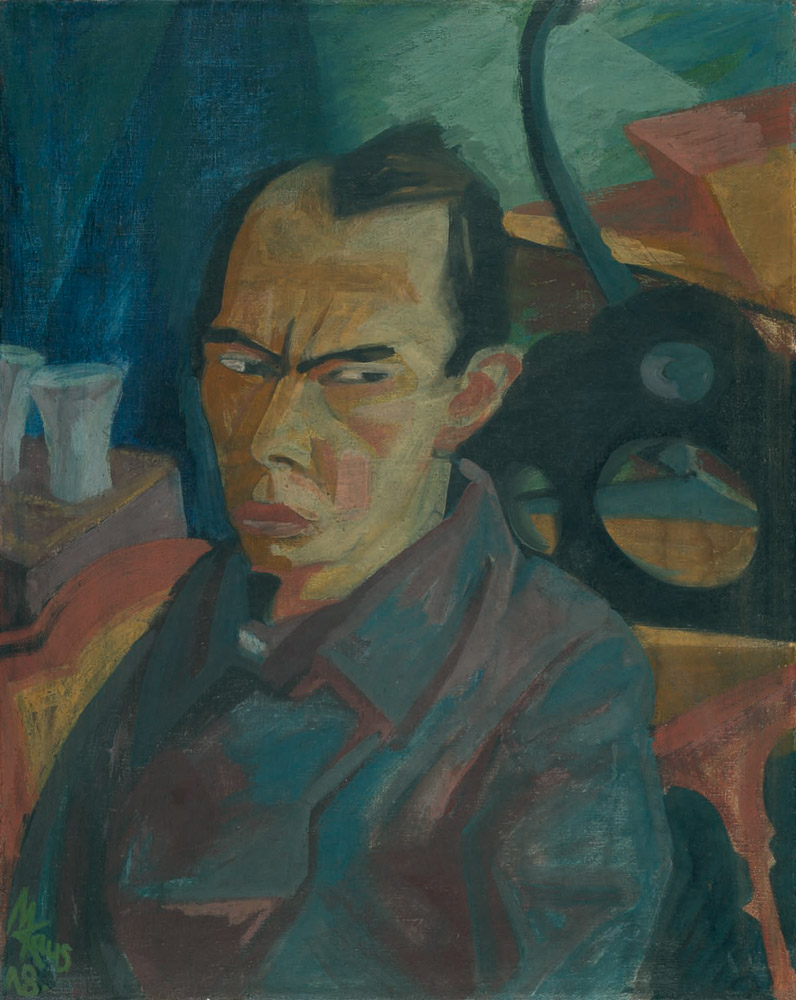 Max Kaus, ‚Selbstbildnis‘, 1918, Tempera auf Leinwand