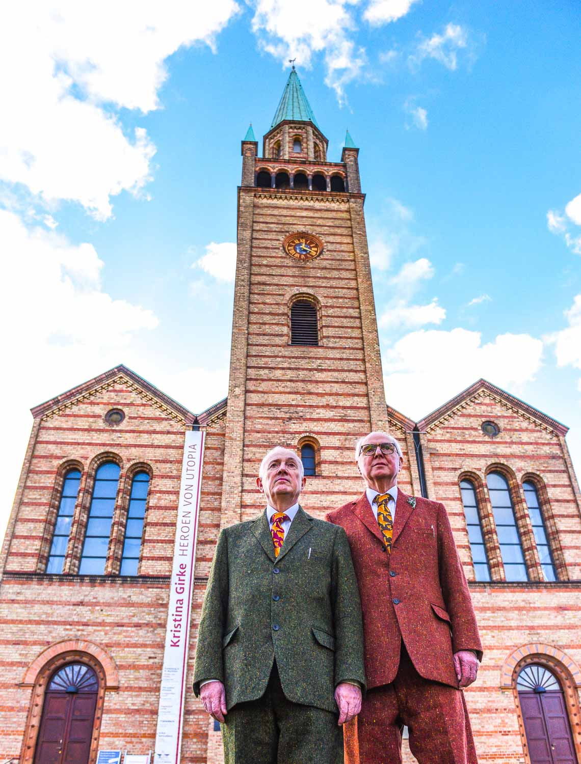 Gilbert & George in front of the St. Matthew Church Berlin. Photo: Daniel Biskup.