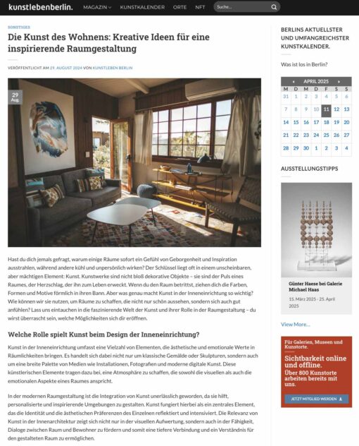 Advertorial auf Kunstleben Berlin