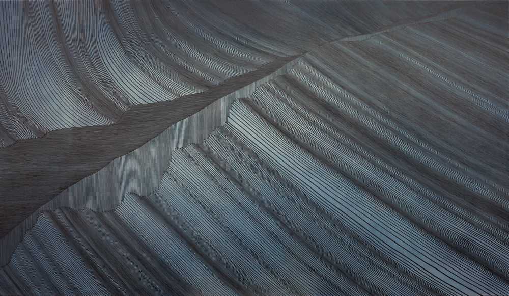 Hügel, Chinesische Tusche und Acryl auf Leinwand, 150 cm x 260 cm (2009)