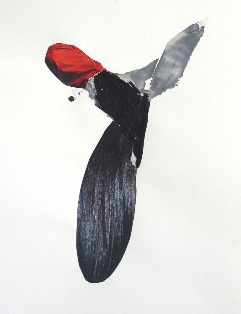 Lupe Godoy, Hybriden IV, Collage, Mischtechnik auf Papier, 40 x 30 cm, 2014