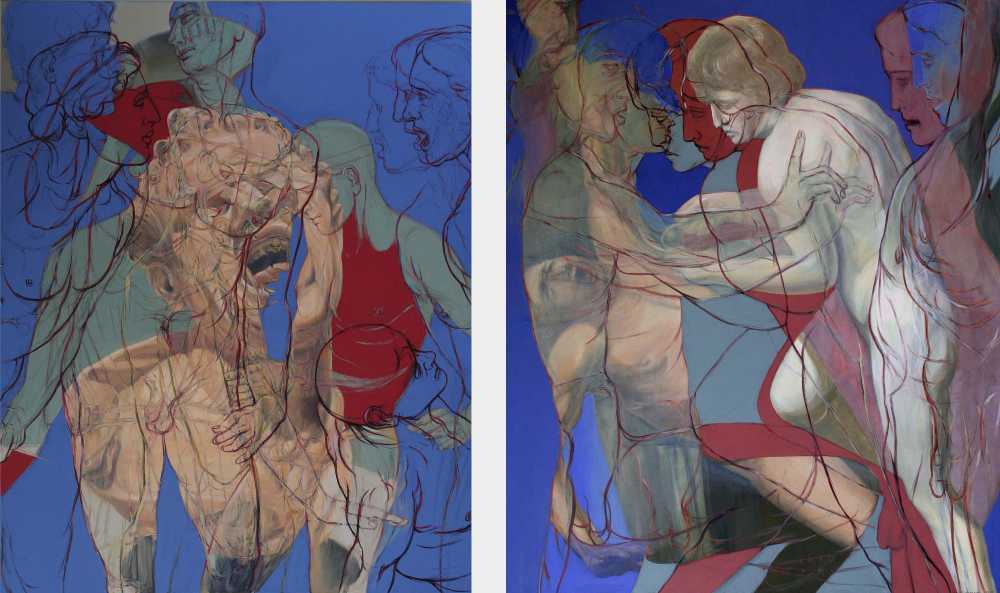Marsyas Diptychon, 2014, Oil on linen, 180 cm x 280 cm, Antike Dispositionen, artfein GALLERY, Henri Deparade