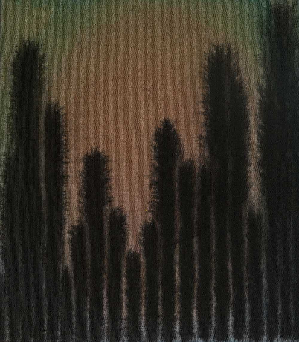Schwarze Bäume se2, Chinesische Tusche und Acryl auf Leinwand, 40 cm x 35 cm (2012)