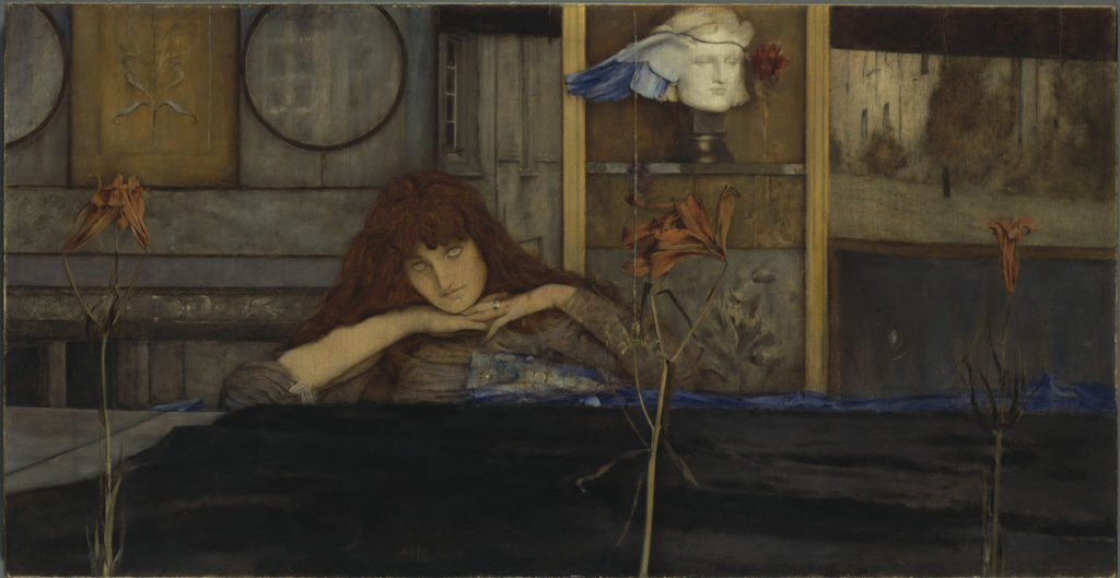 Symbolismus Fernand-Khnopff-I-lock-my-door-upon-myself-Bayerische-Staatsgemaeldesammlung