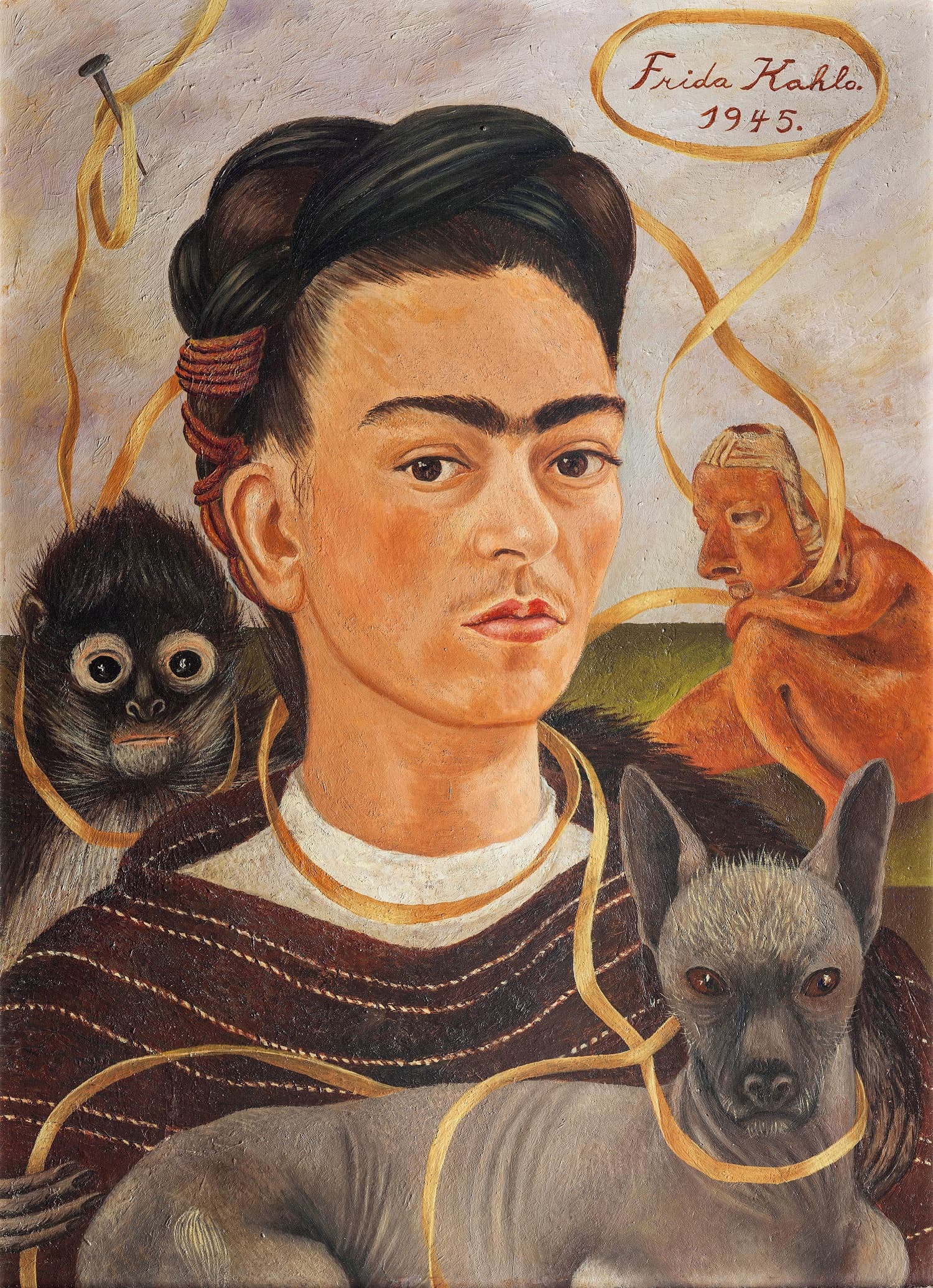 Self-portrait with Small Monkey, 1945 Oil on masonite, 56 x 41.5 cm (22 x 16⅜ in.)