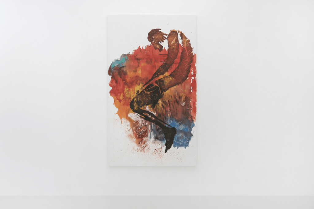 Mwangi Hutter Varicolored Dreams (Burning Series) 2021 watercolor, acrylic on canvas 200 x 110 cm