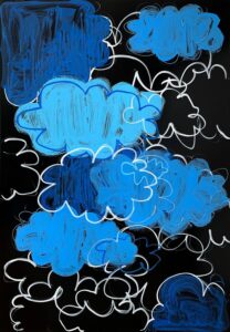 Katharina Arndt, 2021, cloudy today #4, Acrylic, marker, lacquer on canvas, 130 × 90cm / 51.2 × 35.4 in