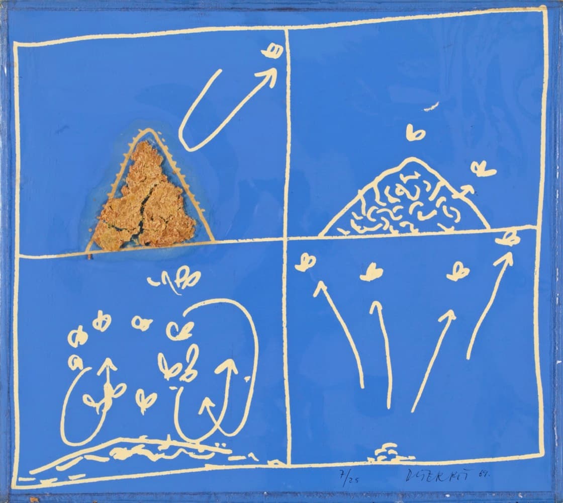 Dieter Roth, Fliegertransport, 1969, silkscreen and cheese on paper, edited reproduced drawing, 40 x 44,5 cm