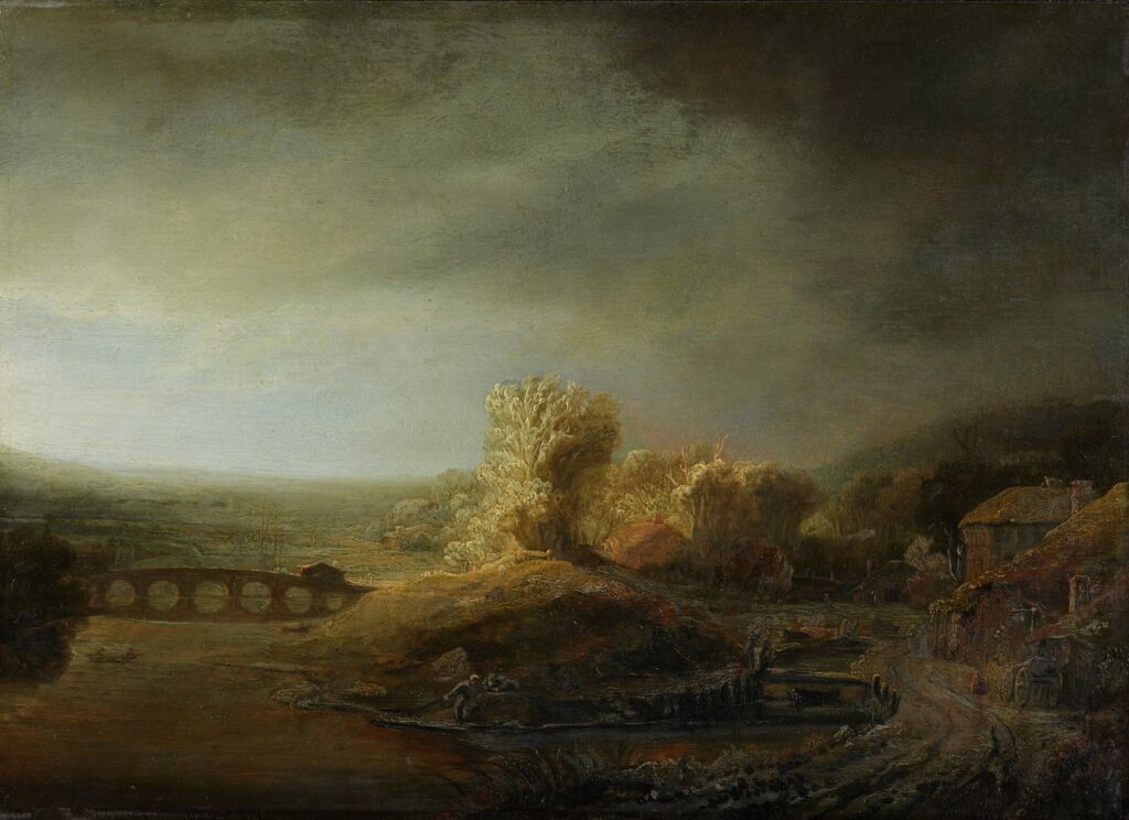 Rembrandt Harmensz. van Rijn, Landschaft mit Bogenbrücke, um 1638, Holz, © Staatliche Museen zu Berlin, Gemäldegalerie / Christoph Schmidt