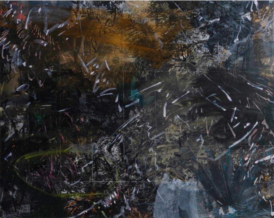 Zean Cabangis, Om, 2022, Acrylic and emulsion transfer on canvas, 152.4 × 243.8 cm, Diptych