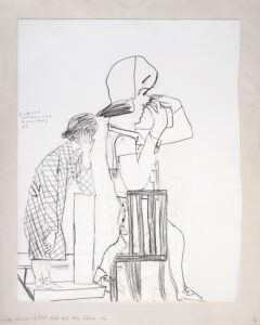 Romane Holderried Kaesdorf: Eine davon stützt sich auf der Säule ab, 1986 Graphit auf Papier; 65 x 51,3 cm