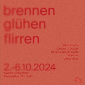 Ausstellung "brennen glühen flirren" in der Galerie erstererster 