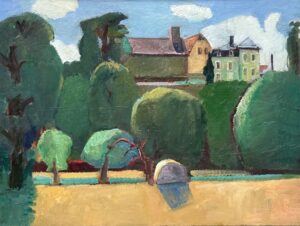 Ralf Kerbach, Landschaft bei Cossebaude, 2025, Öl auf Leinwand, 60 x 80 cm