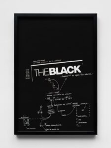 Kameelah Janan Rasheed, Long Division II (Annotated), 2018 - 2025, Archival inkjet print, wood, glass, marker, 79.5 x 54.5 x 3.7 cm, Courtesy the artist and NOME, Berlin. 