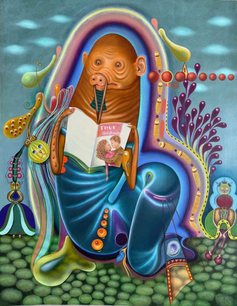 Jutta Scheiner, "Apophis": 65x50cm, 2025, Öl auf Papier