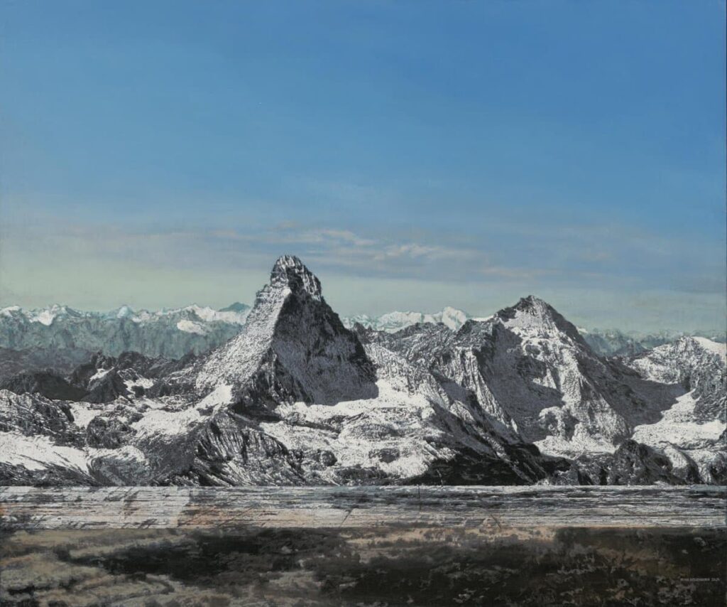 Heike Negenborn, Matterhorn, 2024, Acryl auf Holz, 64 x 76 cm