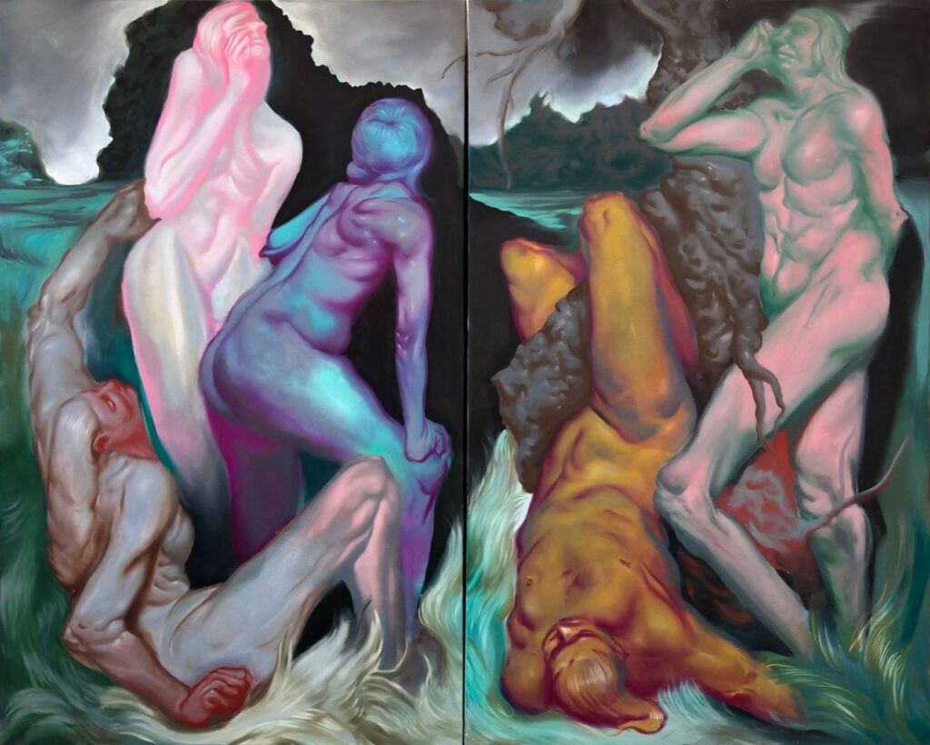 Elias Binder, Eine Verwandlung, 2025, Oil on canvas, 160 × 200 cm, 63 × 78 3/4 in