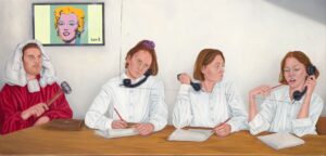 Sven Hoppler, Das Urteil, 2025/2026, Öl auf Leinwand, 30 x 63 cm