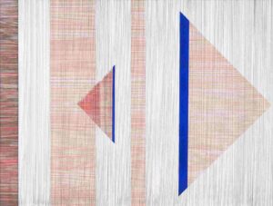 Ines Doleschal, Kette und Schuss No 7, 2023, Tusche, Acryl auf Papier (Collage), 32 x 24 cm, © Doleschal, VG Bild