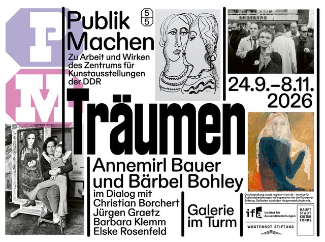 Einladungsgrafik zur Ausstellung Träumen mit Annemirl Bauer in der Galerie im Turm Berlin, 24. September bis 8. November 2026